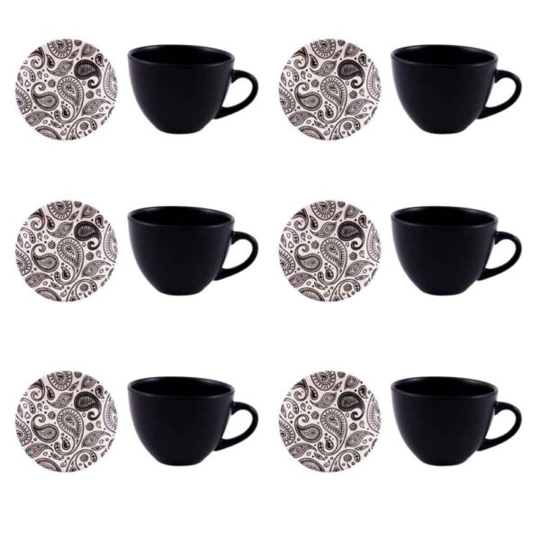 Persisches Teetassenset mit Untertasse - Paisley Keramikdesign (12-teilig)