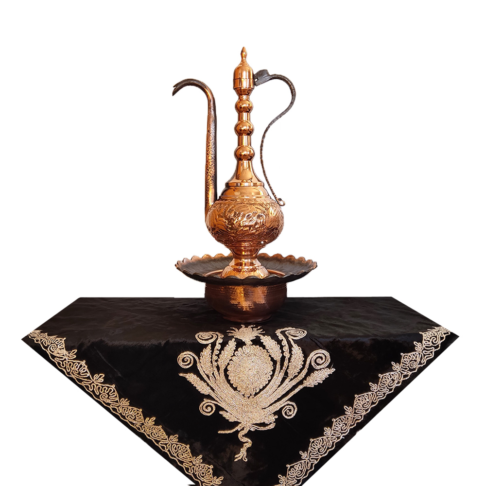 Dekorative Persische Kupfer-Aftabeh mit Waschbecken-Schale – Modell Afra