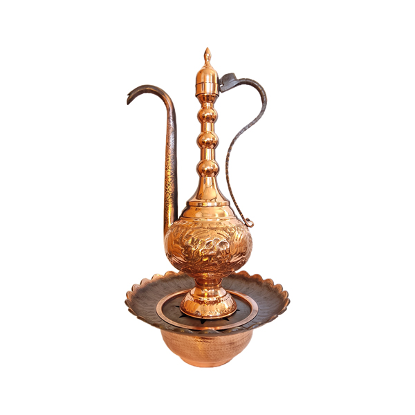 Dekorative Persische Kupfer-Aftabeh mit Waschbecken-Schale - Modell Afra