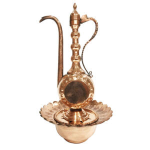 Dekorative Persische Kupfer-Aftabeh mit Waschbecken-Schale – Modell Gol