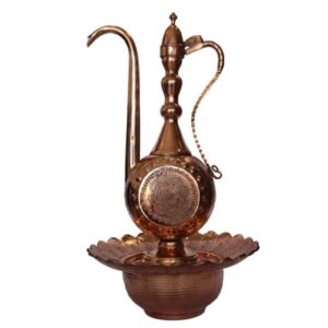 Dekorative Persische Kupfer-Aftabeh mit Waschbecken-Schale – Modell Raz