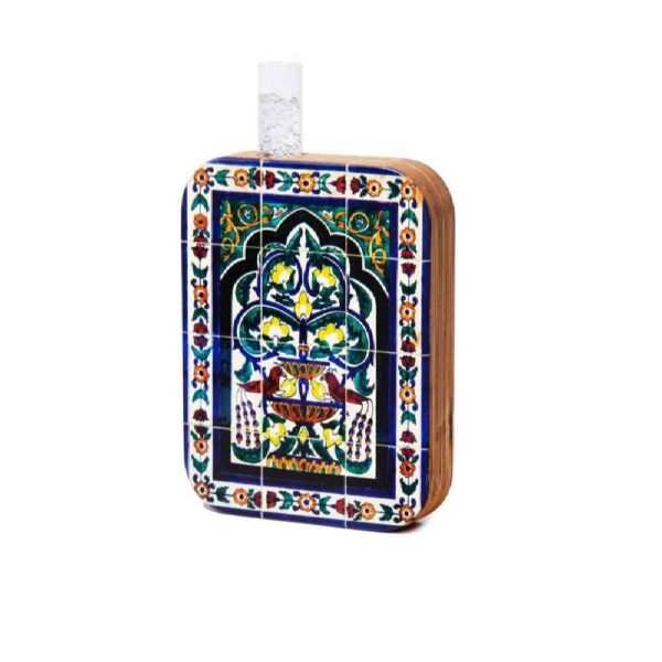 Dekorative Holzterrariumvase mit Persisch inspiriertem Muster Kaashi