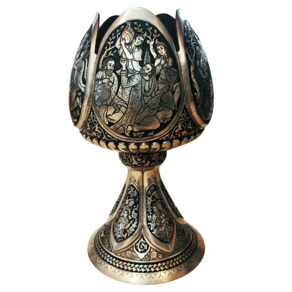 Handgefertigte persische Gravierte Kupfer-Zuckerschale Majnoon