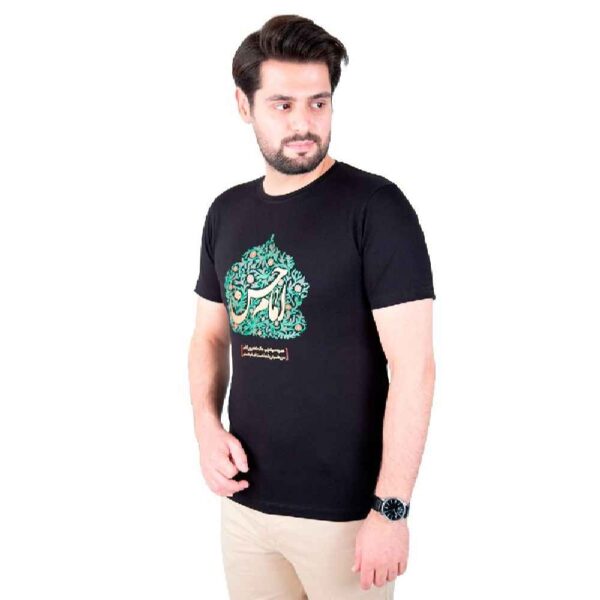 Islamisches T-Shirt für Muslime Schwarz Imam Hasan Kalligrafie