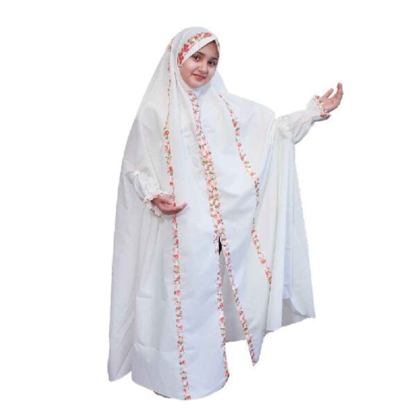 Islamisches weißes Namaz-Chador für Mädchen - Modell Bahareh