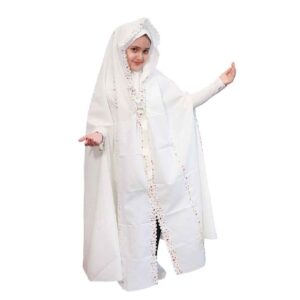 Islamisches weißes Namaz-Chador für Mädchen – Modell Nasim