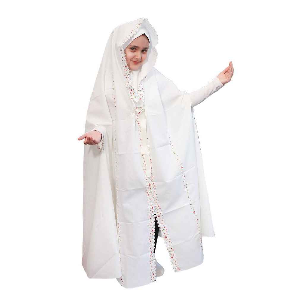 Islamisches weißes Namaz-Chador für Mädchen - Modell Nasim
