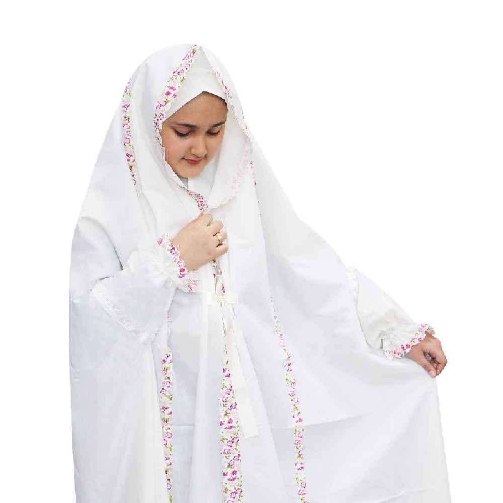Islamisches weißes Namaz-Chador für Mädchen - Modell Yasamin