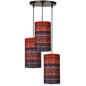 Stoff Cluster Pendelleuchte mit Samt Zylinderschirm Modell Donya