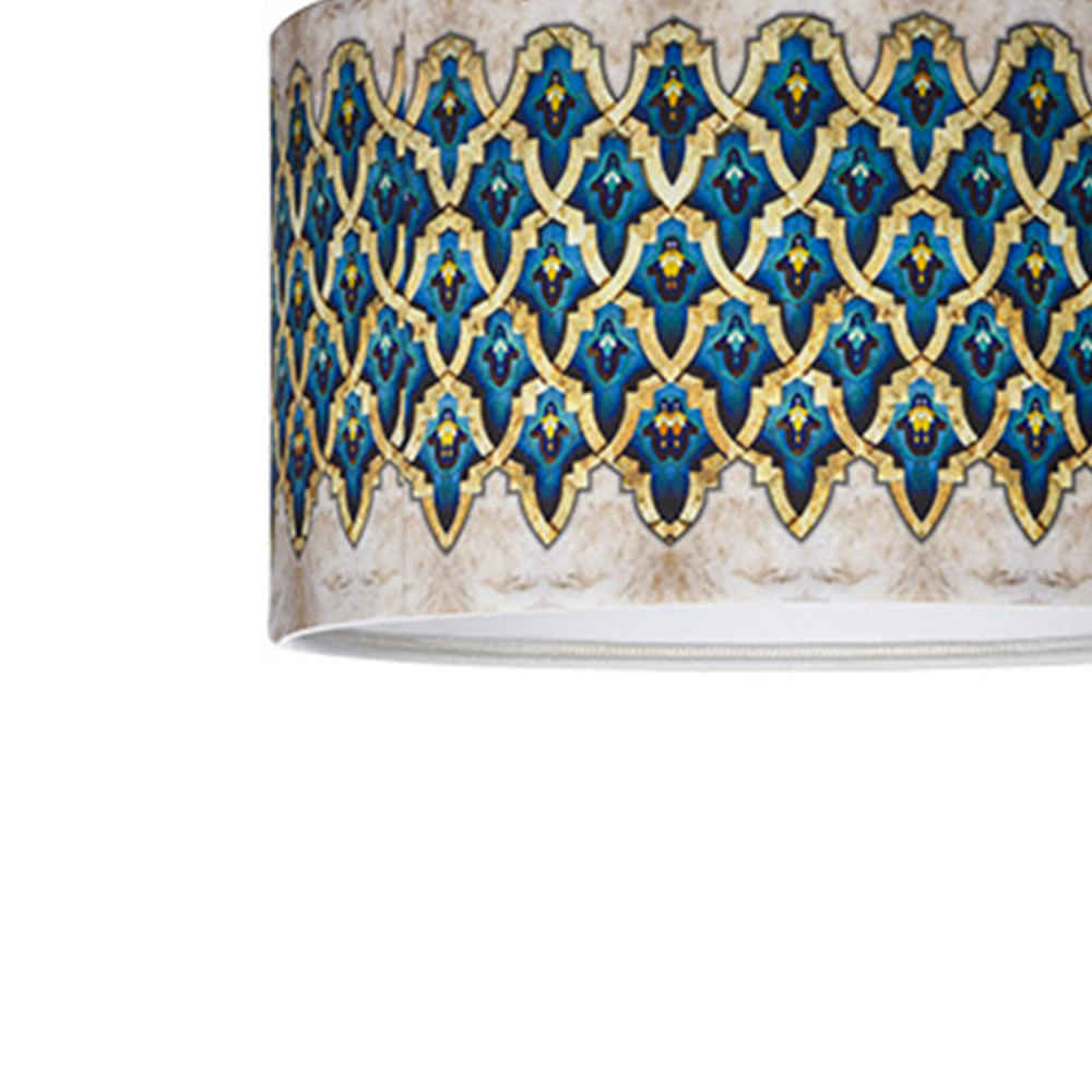 Stoff Pendelleuchte mit Samt Trommelschirm Sarvin