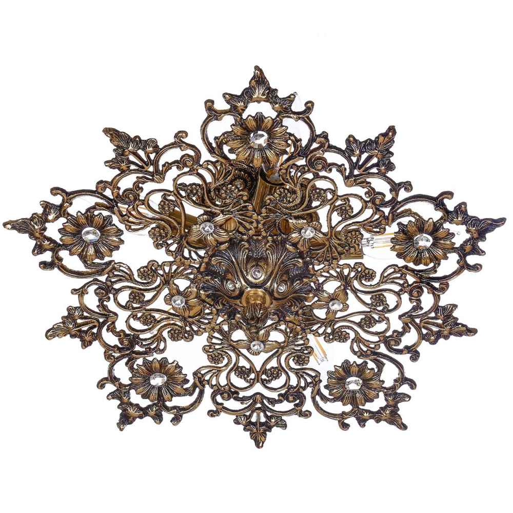 Messing Semi-flush Kronleuchter Florentin und Vintage-Stil Roshan
