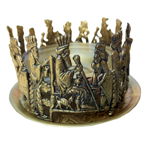 Persischer Manghal Esfand- und Bakhoor-Brenner – Graviertes Messing Hakhamanesh