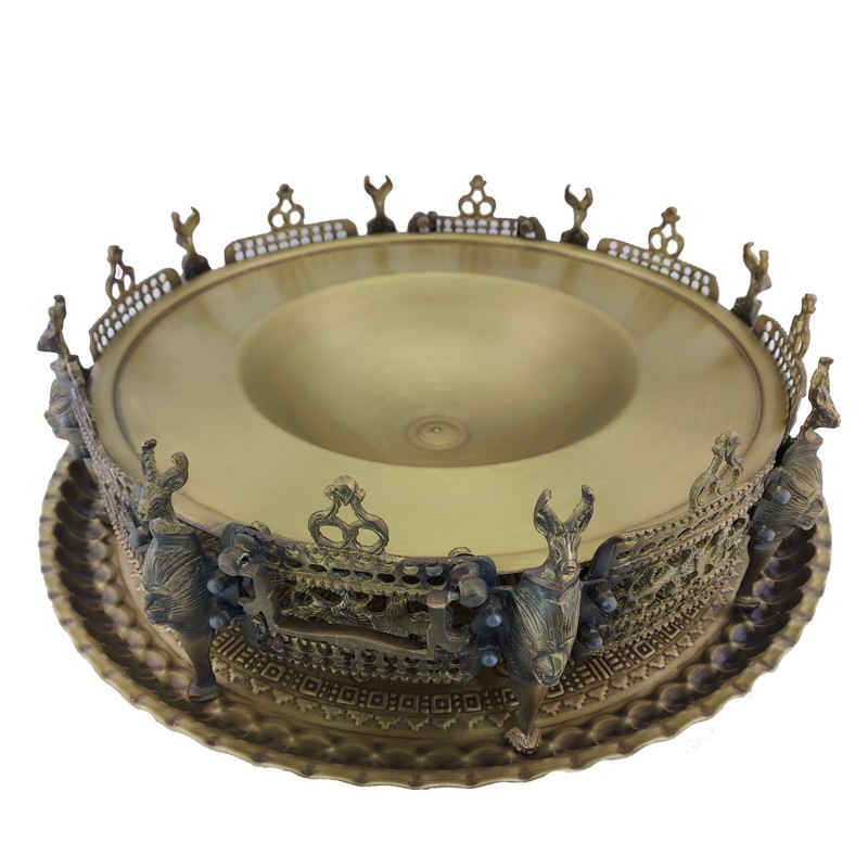 Persischer Manghal Esfand- und Bakhoor-Brenner – Graviertes Messing Blumen & Vogel