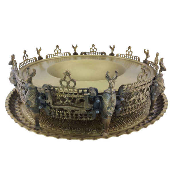 Persischer Manghal Esfand- und Bakhoor-Brenner – Graviertes Messing Blumen & Vogel