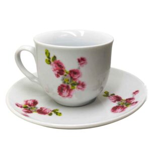 Persisches Teetassenset mit Untertasse – Blossom Porzellandesign (12-teilig)
