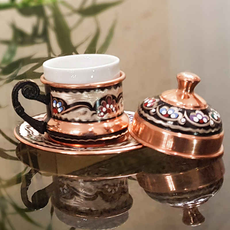 Persische Espressotasse mit Tablett – Kupfer Demitasse-Stil Fakher
