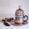 Persische Espressotasse mit Untertasse - Minakari emaillierter Kupfer Demitasse-Stil