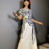 Damen Mode Kurzarm Kleid mit Kalligrafie-Muster Modell Parandeh