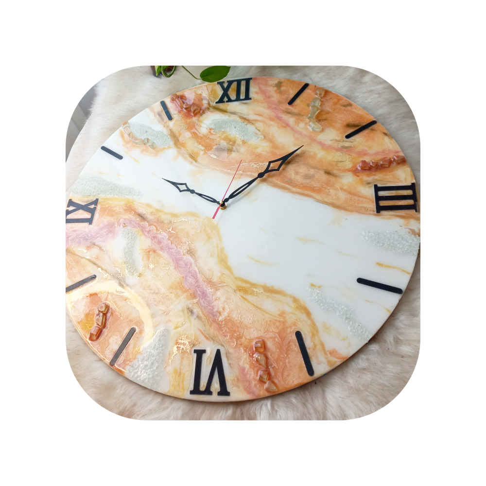 Handgefertigte Harz-Wanduhr – Abstrakter Stil Blau