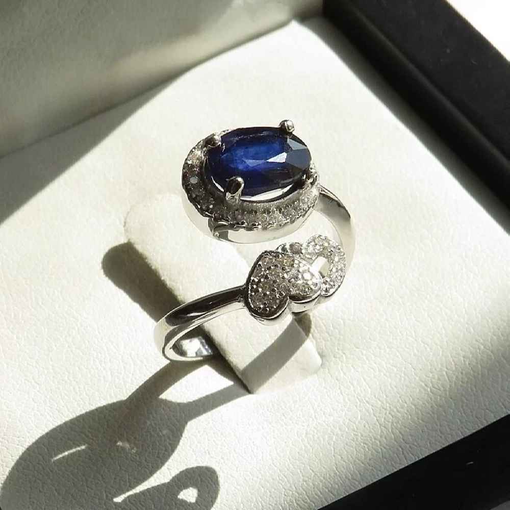 Blauer Rubin Verlobungs-Silberring Bliss für Damen Kabood