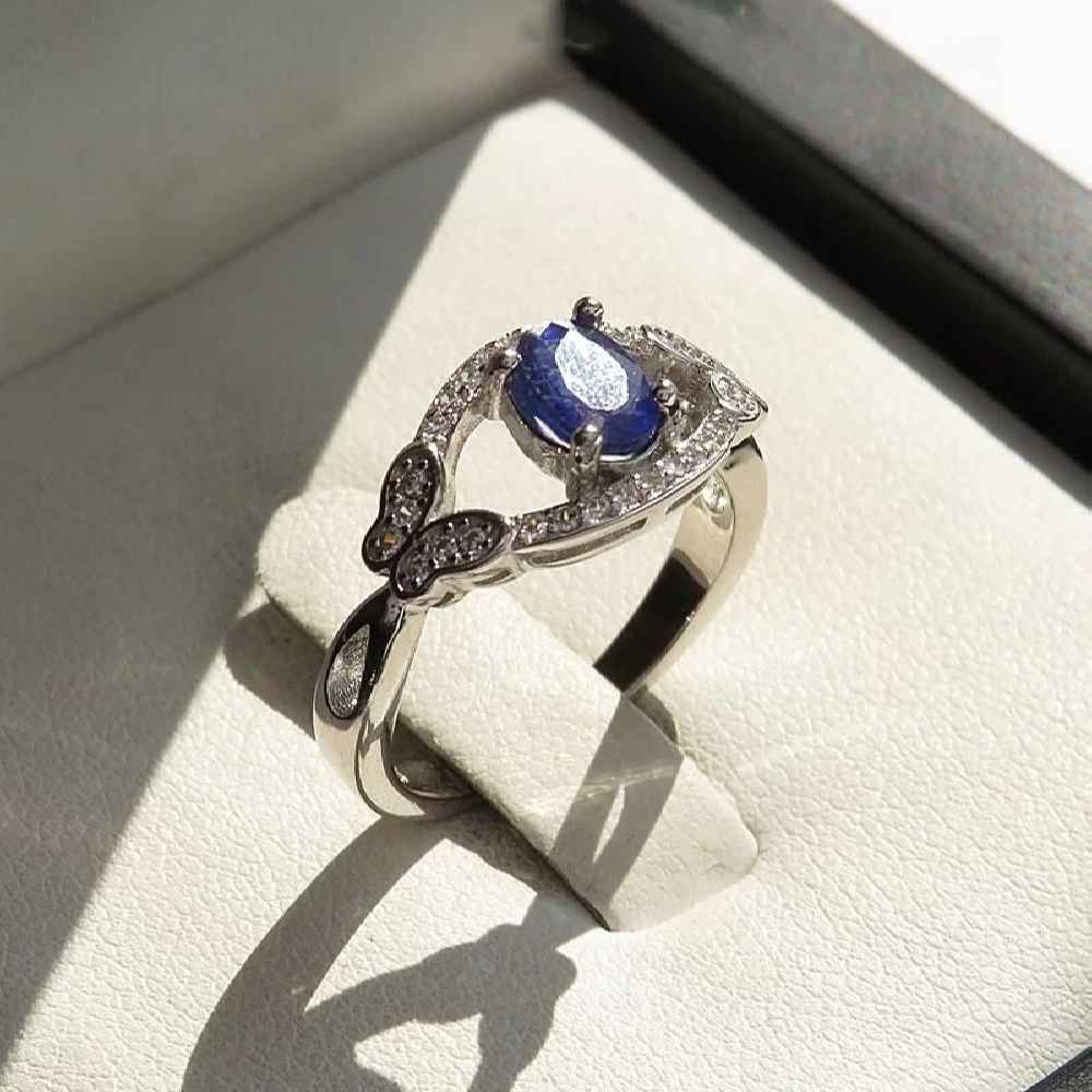 Blauer Rubin Verlobungs-Silberring Bliss für Damen Kamand