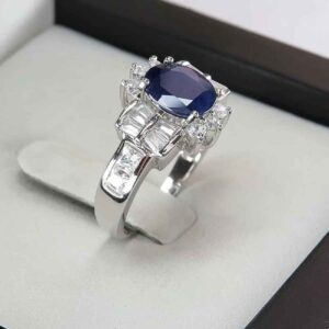 Blauer Rubin Verlobungs-Silberring Bliss für Damen Samira