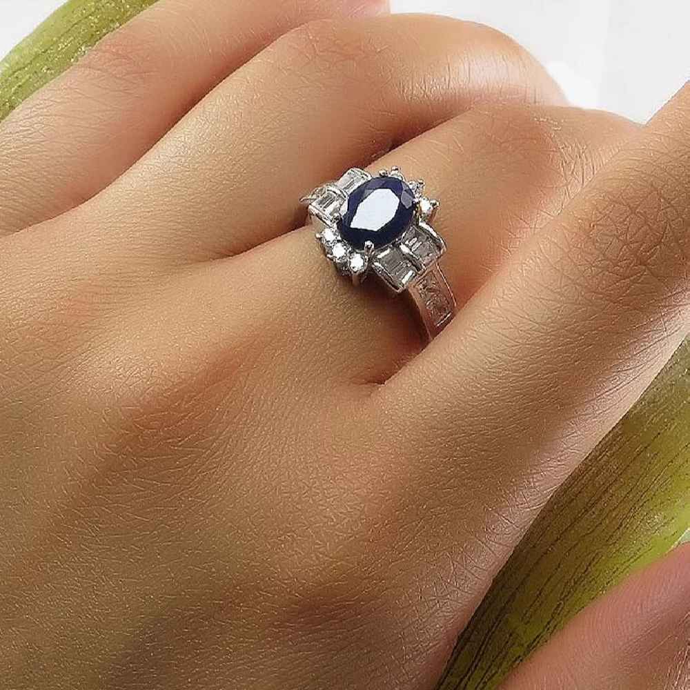 Blauer Rubin Verlobungs-Silberring Bliss für Damen Samira