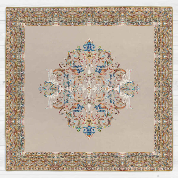 Samttischdecke Persische Eleganz Inspiriertes Design Creme