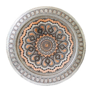 Dekoratives Kupfertablett, handgraviert mit persischem Kunsthandwerk und Paisley-Design