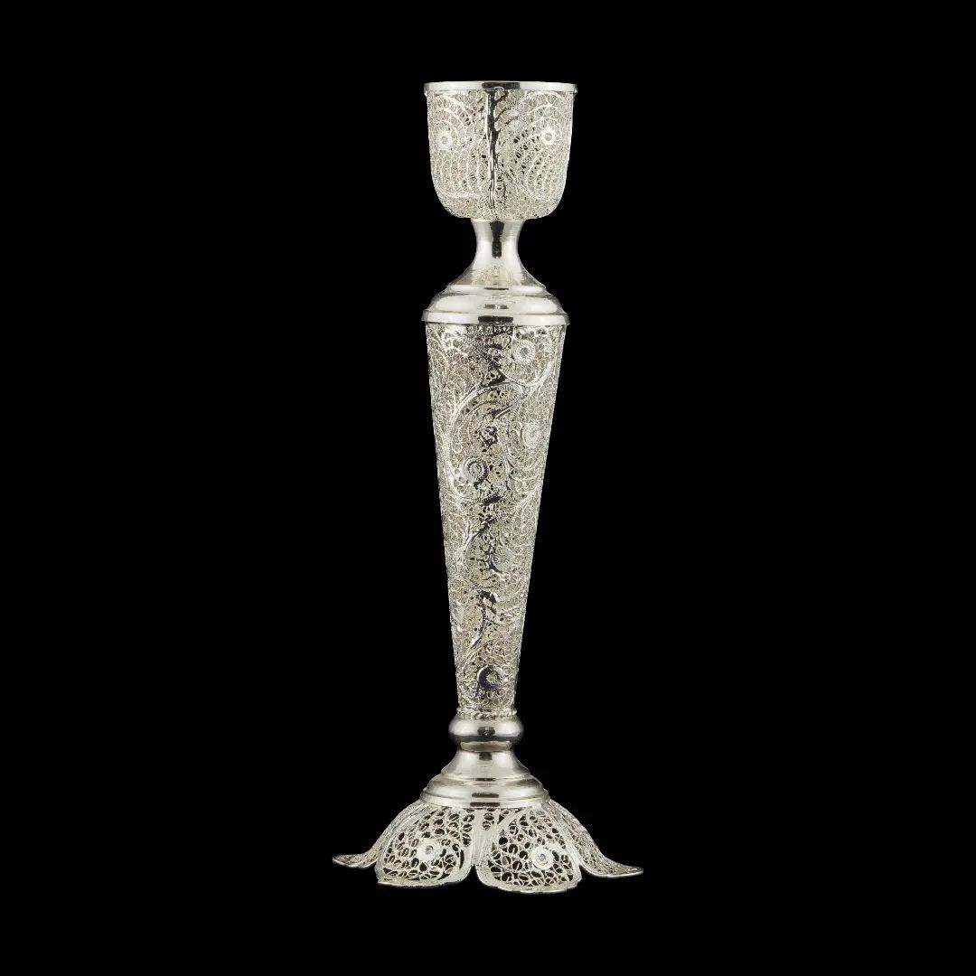 Persischer Filigran-Kerzenständer, kupferbeschichtet mit Silber-Shak