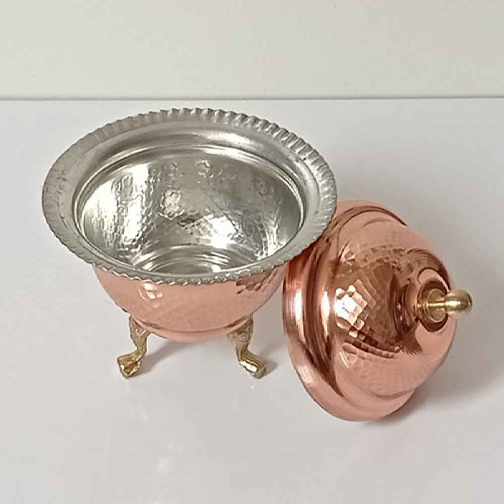 Handgefertigte persische Kupfer-Zuckerschale – gehämmert