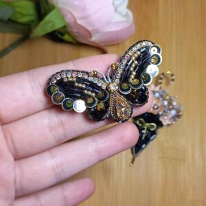 Handgefertigte Feminine Perlen-Broschen-Nadel – Schwarzes Schmetterlings-Modell