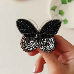Handgefertigte Perlen-Feminine Broschen-Nadel – Dunkles Modell