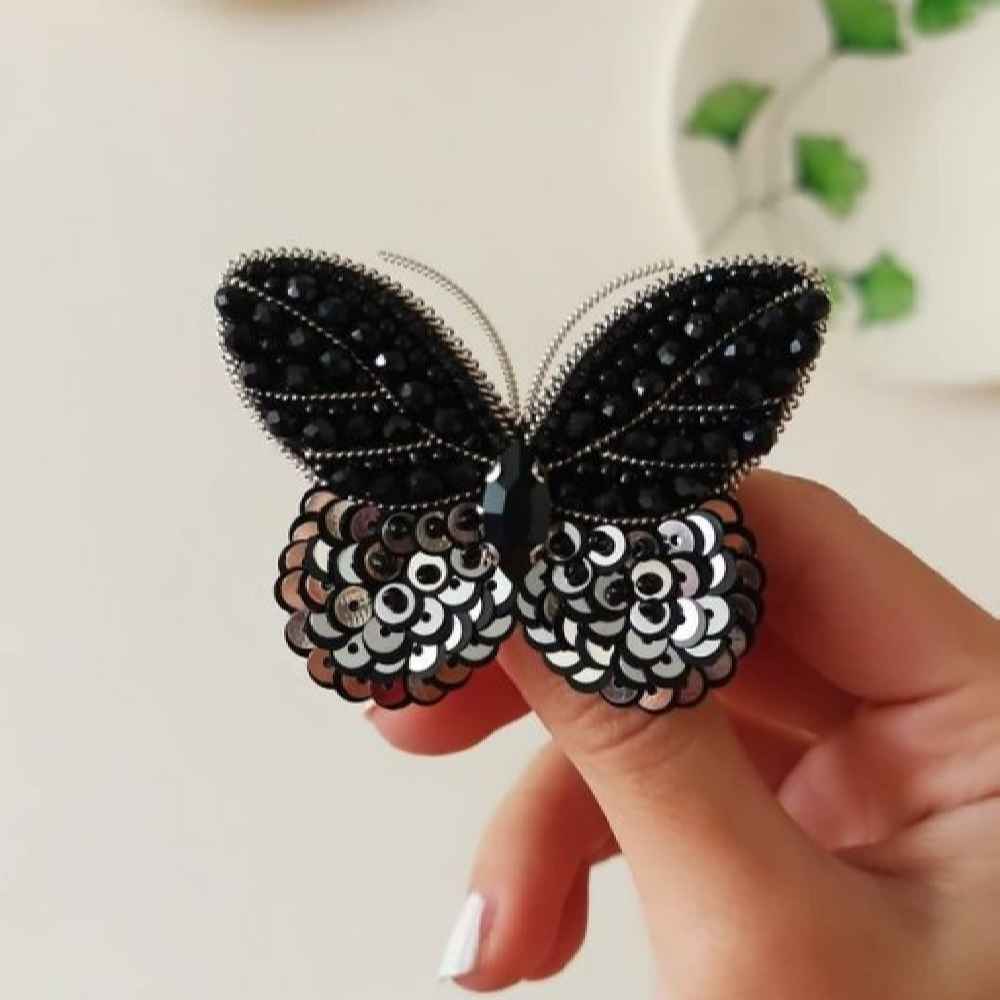Handgefertigte Perlen-Feminine Broschen-Nadel – Dunkles Modell