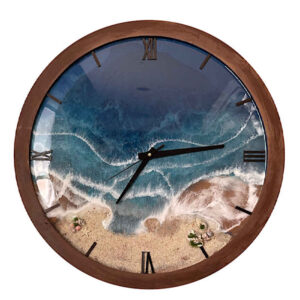 Handgefertigte Harz-Wanduhr – Abstrakter Stil Strand