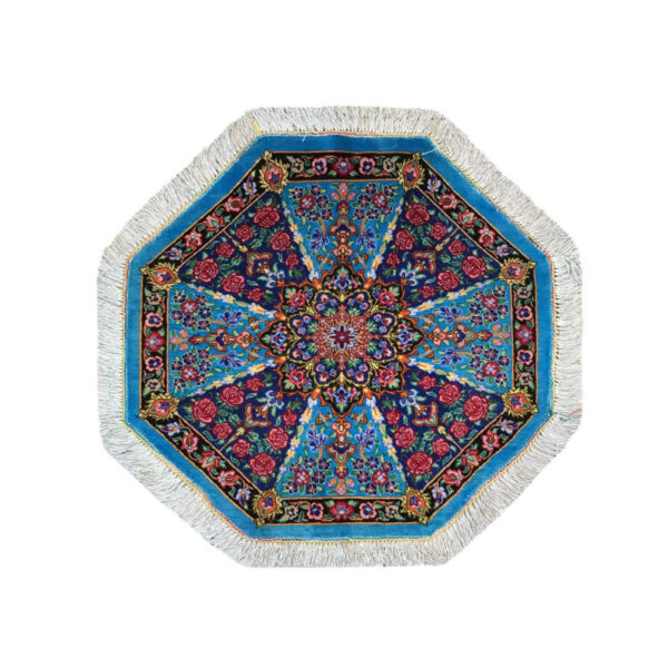 Handgeknüpfte Persische Teppich-Thema Seidentischdecke Blau