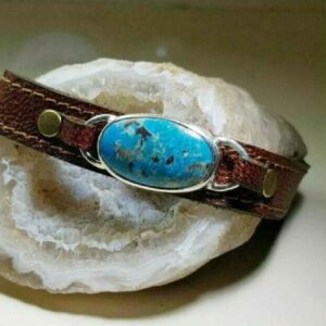 Lederarmband für Männer mit Türkis-Edelstein