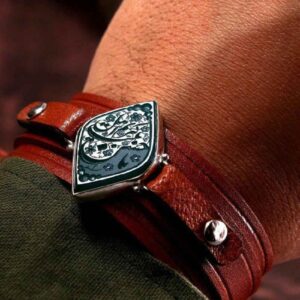 Islamisches Lederarmband mit Schnallenverschluss Modell Ya Hassan