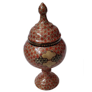 Handgefertigte persische Kupfer-Zuckerschale dekoriert mit Khatam Marquetry Kunst Salva