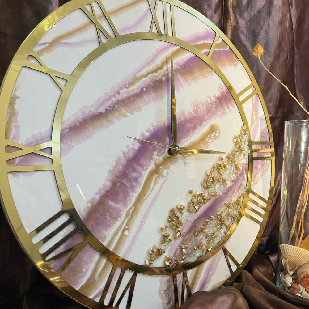 Handgefertigte Harz-Wanduhr – Abstrakter Stil Marmor Design