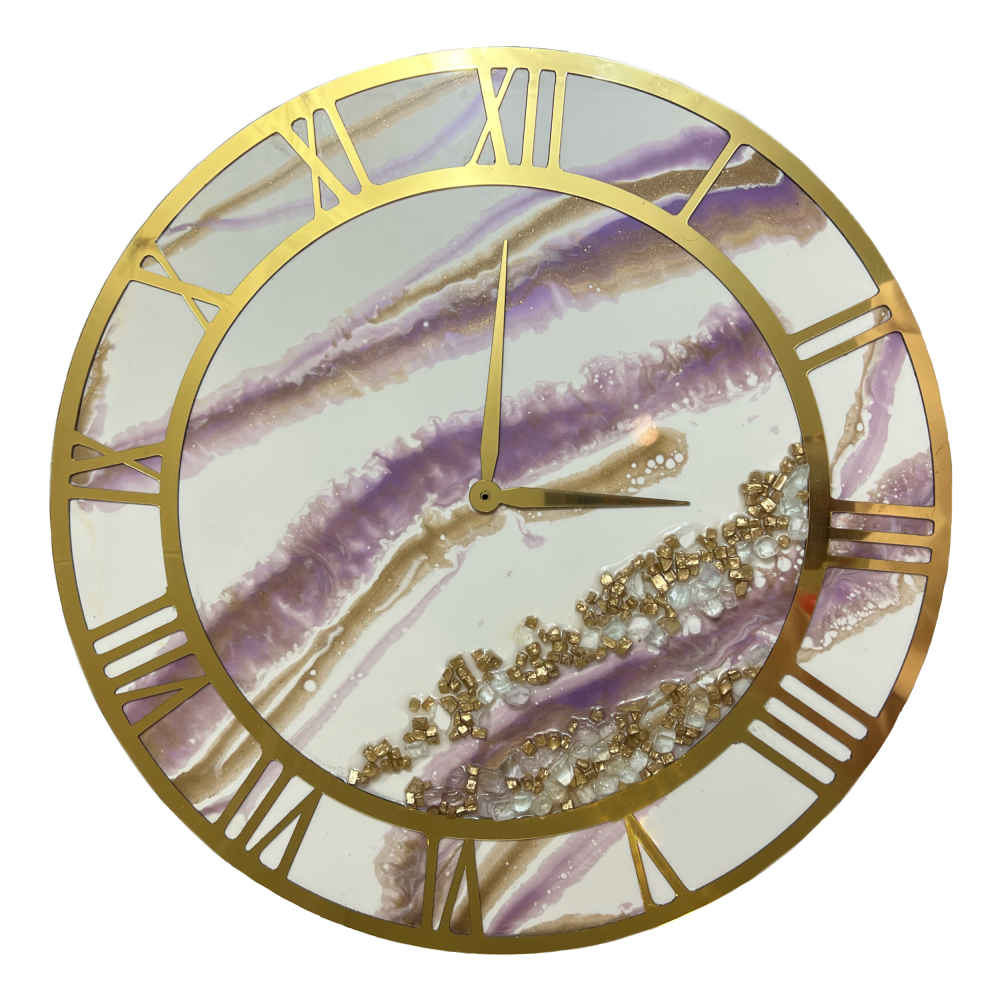 Handgefertigte Harz-Wanduhr - Abstrakter Stil Marmor Design
