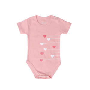 Pinker Herz Kurzarm Baby Onesie Bodysuit