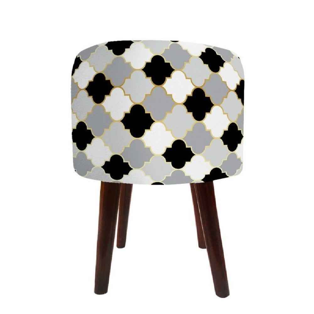 Luxuriöser Samt-Hocker mit Holzbeinen, rund Flower