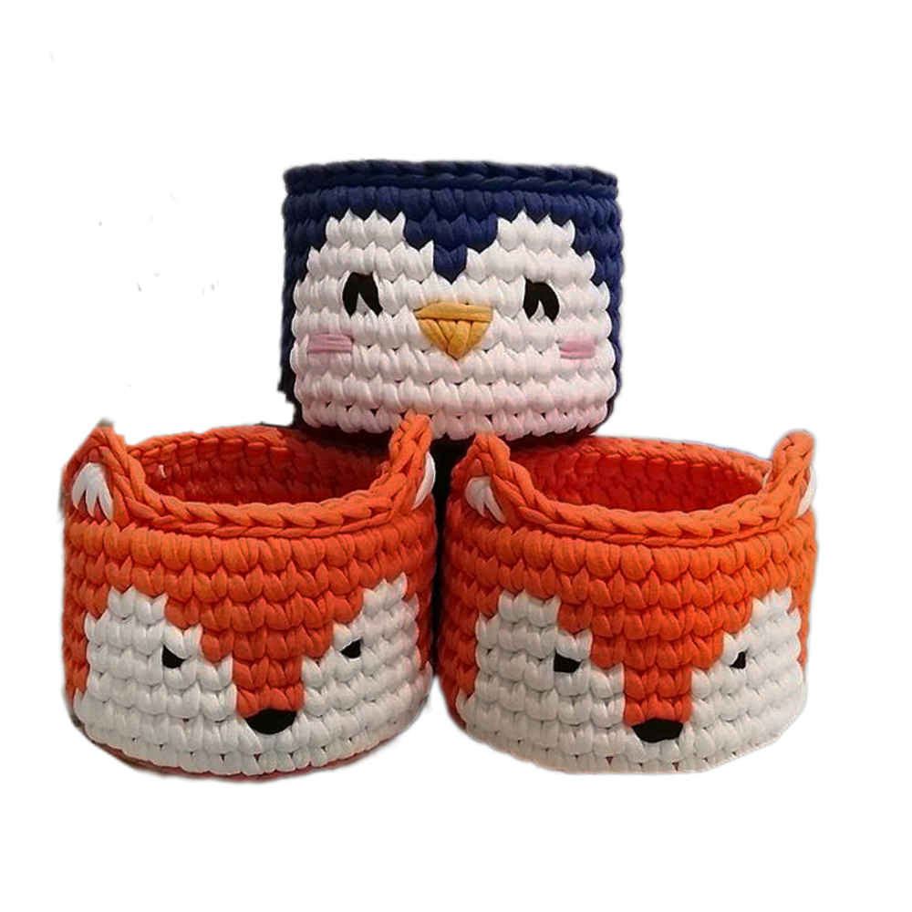 Foxy Set aus 3 Häkel-Aufbewahrungskörben Garn Modell Tiere