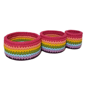 Set aus 3 Häkel-Aufbewahrungskörben Garn Modell Regenbogen