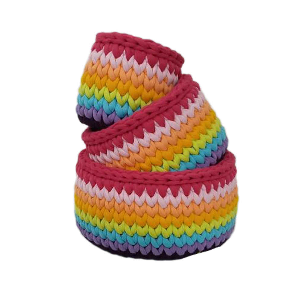Set aus 3 Häkel-Aufbewahrungskörben Garn Modell Regenbogen