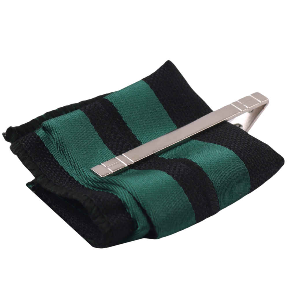 Herrenkrawatte, Taschentuch & Manschettenknöpfe Set – Luxuriös Gestreift