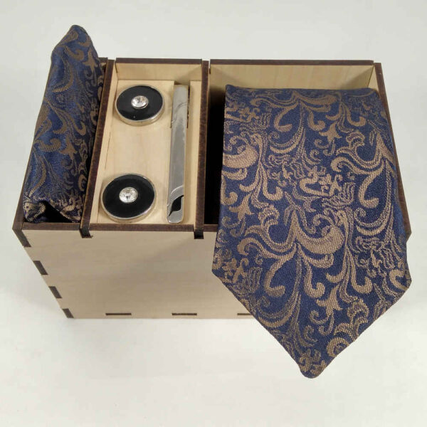 Herrenkrawatte, Taschentuch & Manschettenknöpfe Set - Luxuriös Kian