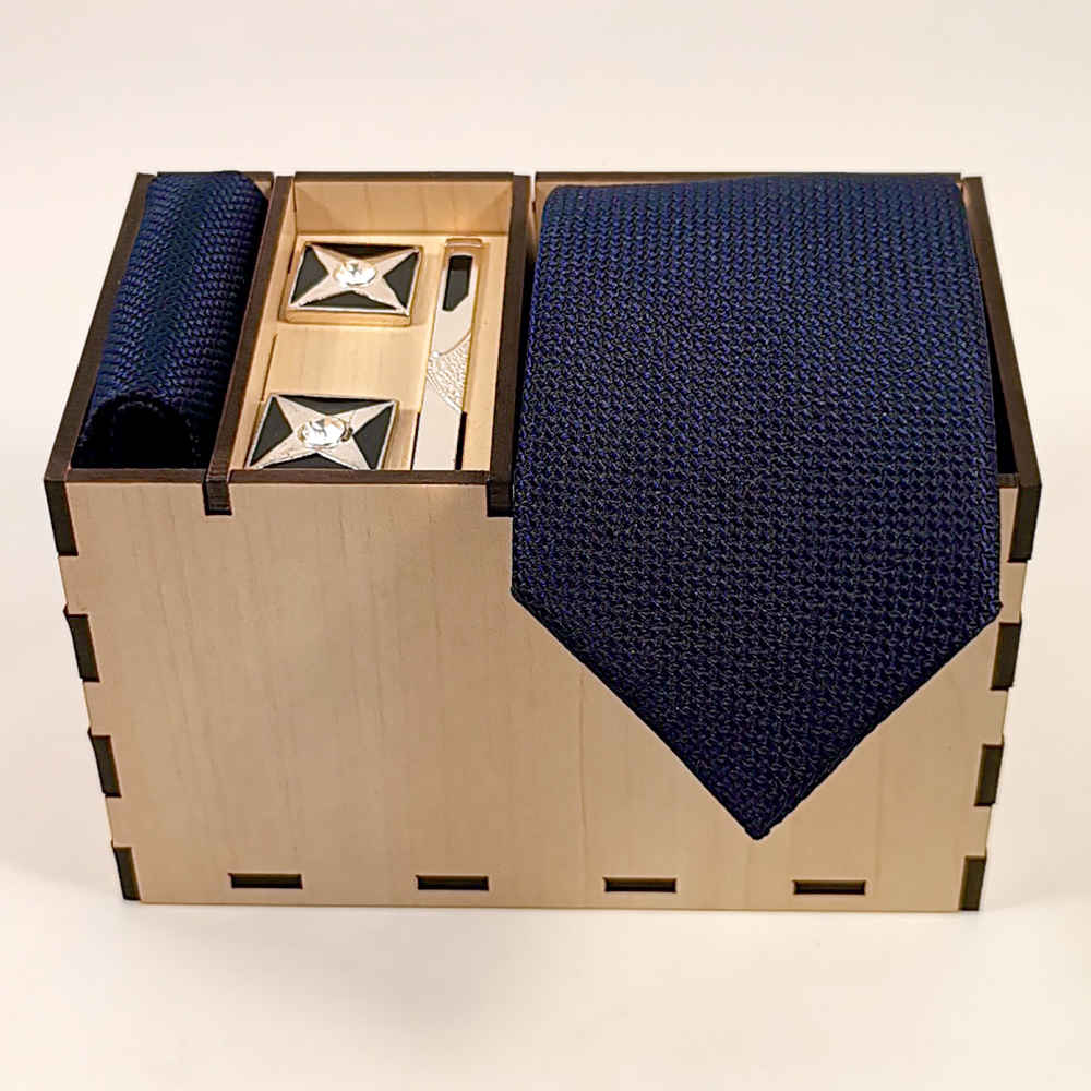 Herrenkrawatte, Taschentuch & Manschettenknöpfe Set – Luxuriös Maria