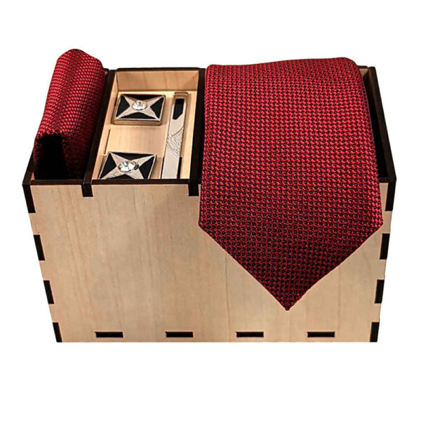Herrenkrawatte, Taschentuch & Manschettenknöpfe Set - Luxuriös Maria